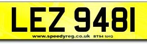 LEZ 9481 Number Plates