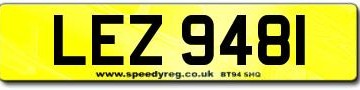 LEZ 9481 Number Plates